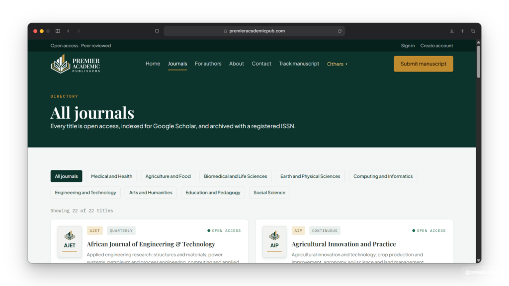 Premier Academic Publishers screenshot 6
