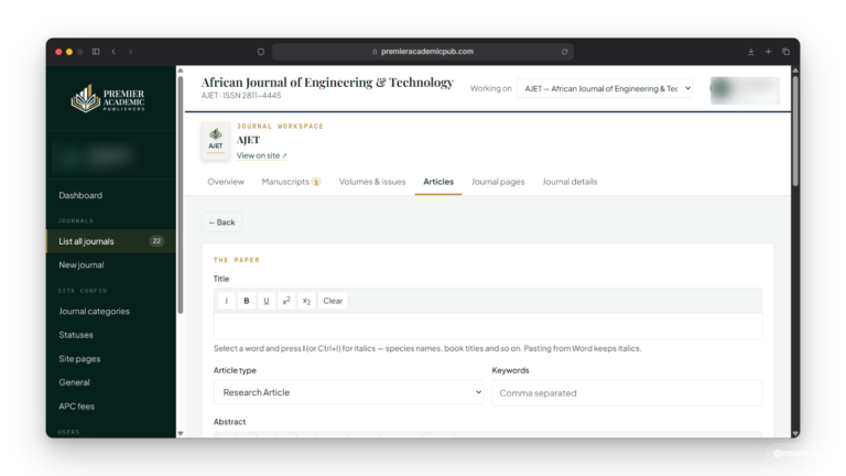 Premier Academic Publishers screenshot 1